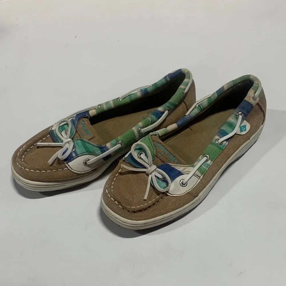 Tan and White Kids 3 Shoes Sperry‎ Angelfish Boat Shoes in Tan multi color 3314